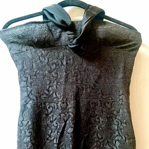 Black brocade strapless dress with halter Sz 8